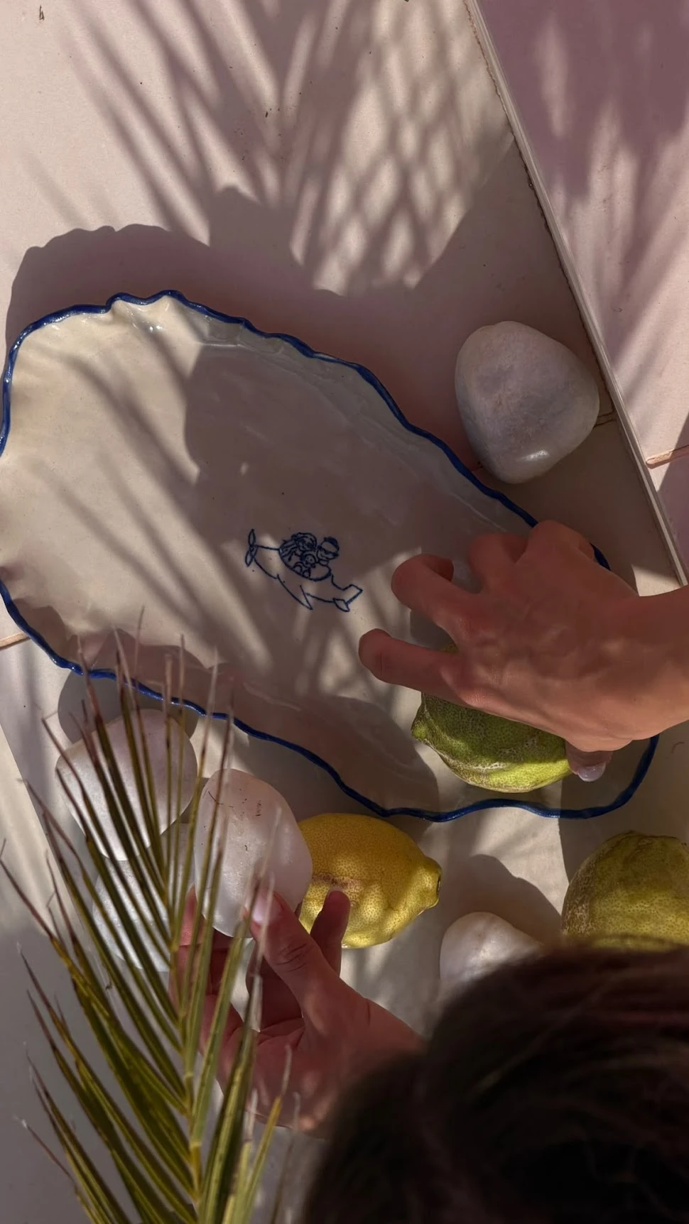 Platter in sunlight with lemons